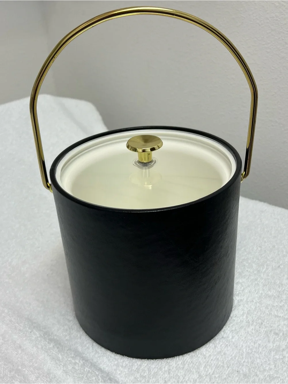 Vintage Kraftware Ice Bucket Vinyl Plastic Faux Leather Sides